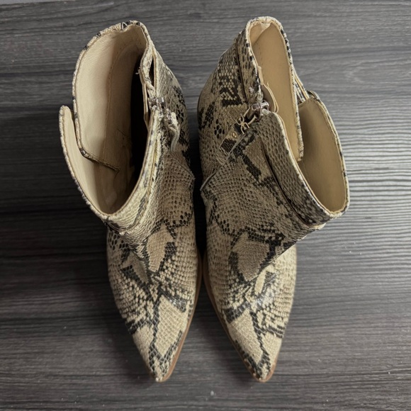 SAM EDELMAN Women's Leather Boots SNAKESKIN PRINT Leonia Booties - Picture 3 of 9